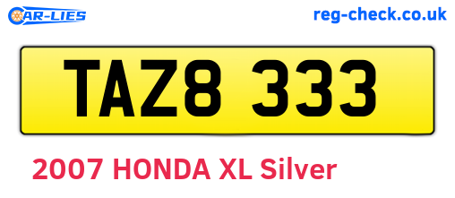 TAZ8333 are the vehicle registration plates.