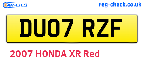 DU07RZF are the vehicle registration plates.