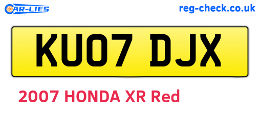 KU07DJX are the vehicle registration plates.