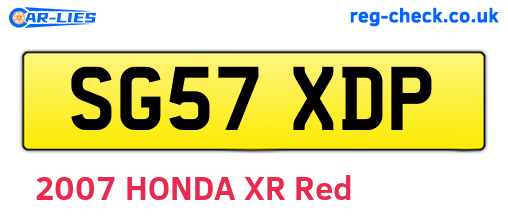 SG57XDP are the vehicle registration plates.