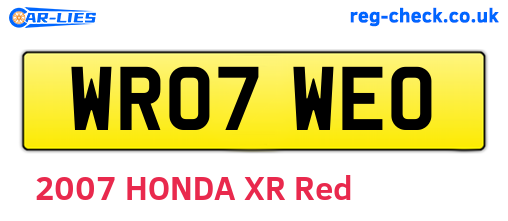 WR07WEO are the vehicle registration plates.