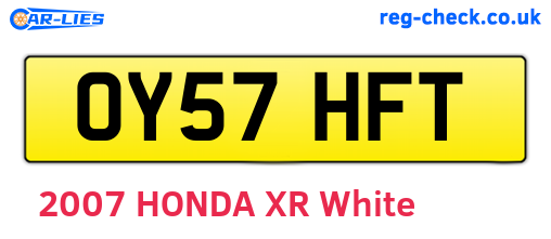 OY57HFT are the vehicle registration plates.