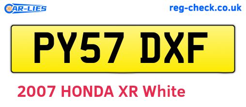 PY57DXF are the vehicle registration plates.