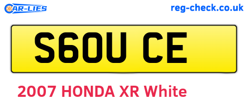 S60UCE are the vehicle registration plates.