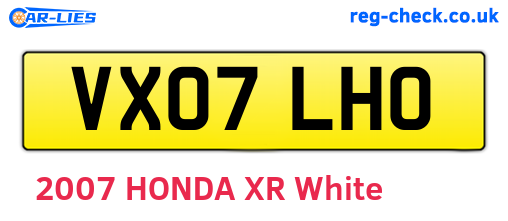 VX07LHO are the vehicle registration plates.
