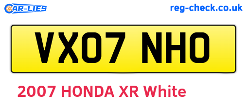 VX07NHO are the vehicle registration plates.