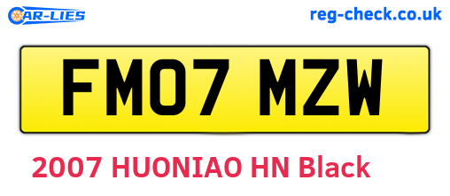 FM07MZW are the vehicle registration plates.