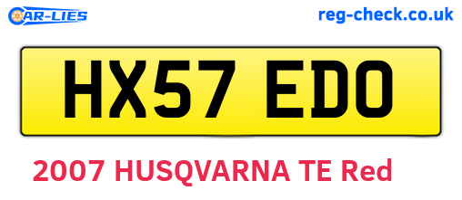 HX57EDO are the vehicle registration plates.