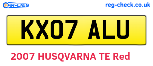KX07ALU are the vehicle registration plates.