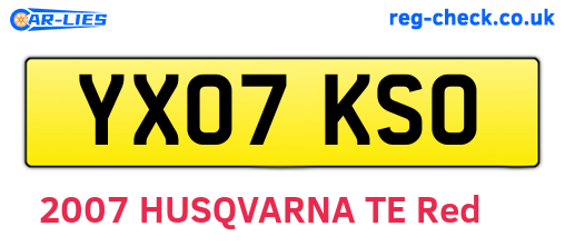 YX07KSO are the vehicle registration plates.