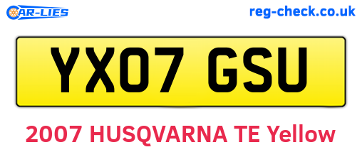 YX07GSU are the vehicle registration plates.