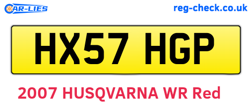 HX57HGP are the vehicle registration plates.