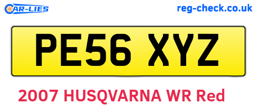 PE56XYZ are the vehicle registration plates.