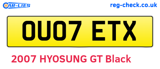 OU07ETX are the vehicle registration plates.