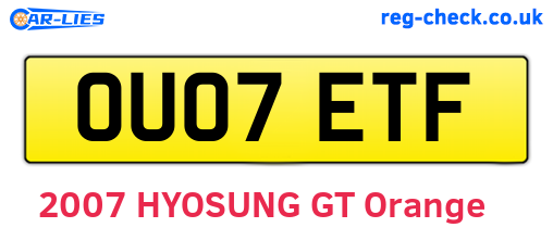 OU07ETF are the vehicle registration plates.