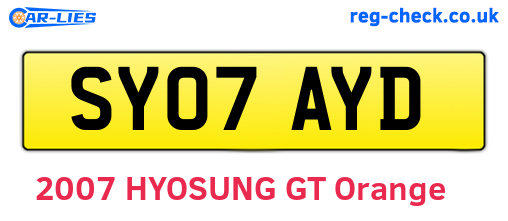 SY07AYD are the vehicle registration plates.