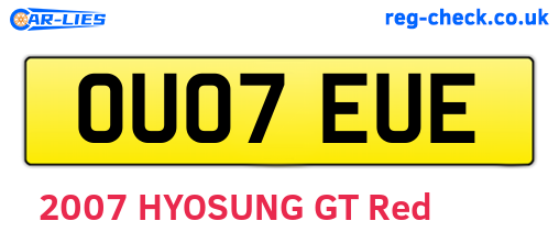 OU07EUE are the vehicle registration plates.