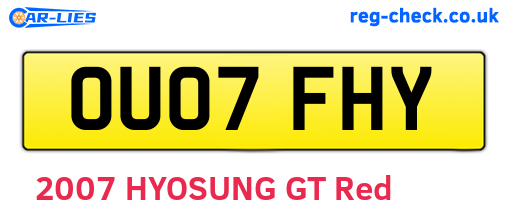 OU07FHY are the vehicle registration plates.