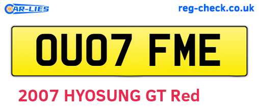 OU07FME are the vehicle registration plates.