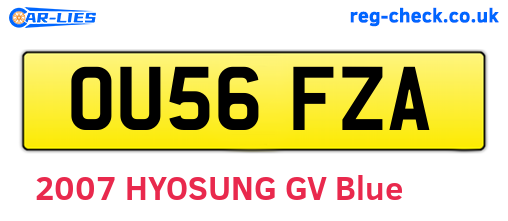 OU56FZA are the vehicle registration plates.