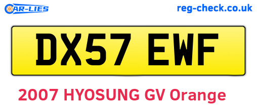 DX57EWF are the vehicle registration plates.