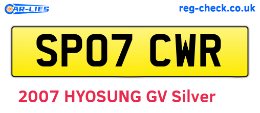 SP07CWR are the vehicle registration plates.
