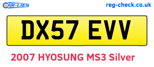 DX57EVV are the vehicle registration plates.