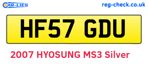 HF57GDU are the vehicle registration plates.