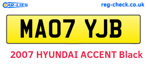 MA07YJB are the vehicle registration plates.