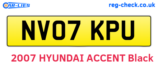 NV07KPU are the vehicle registration plates.