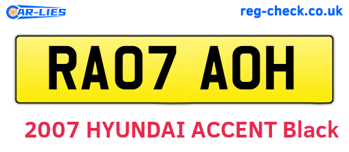RA07AOH are the vehicle registration plates.