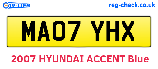MA07YHX are the vehicle registration plates.