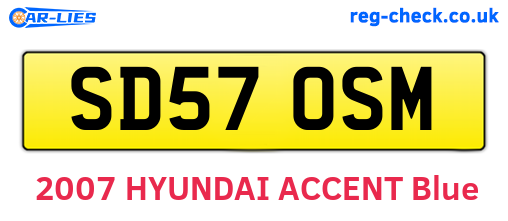 SD57OSM are the vehicle registration plates.