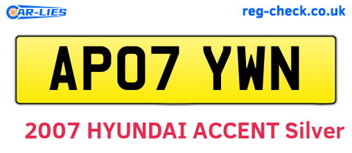 AP07YWN are the vehicle registration plates.