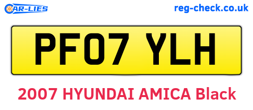 PF07YLH are the vehicle registration plates.