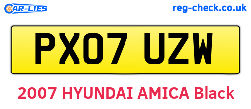 PX07UZW are the vehicle registration plates.