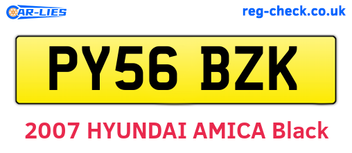 PY56BZK are the vehicle registration plates.