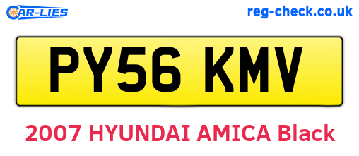 PY56KMV are the vehicle registration plates.