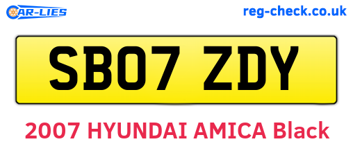 SB07ZDY are the vehicle registration plates.