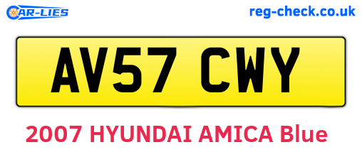 AV57CWY are the vehicle registration plates.