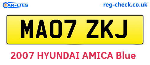 MA07ZKJ are the vehicle registration plates.