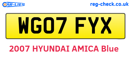 WG07FYX are the vehicle registration plates.