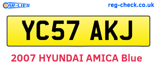 YC57AKJ are the vehicle registration plates.