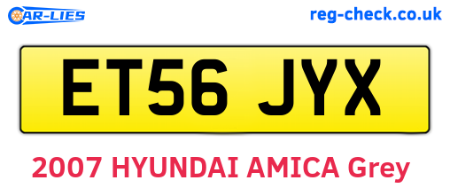 ET56JYX are the vehicle registration plates.