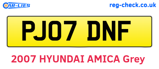PJ07DNF are the vehicle registration plates.
