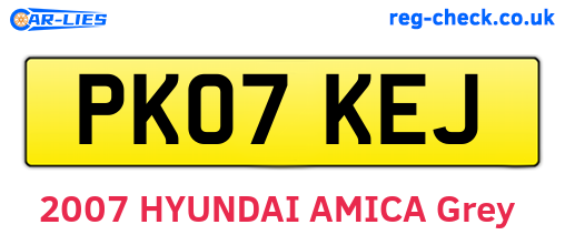 PK07KEJ are the vehicle registration plates.
