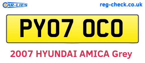 PY07OCO are the vehicle registration plates.