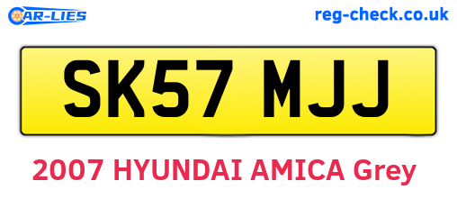 SK57MJJ are the vehicle registration plates.