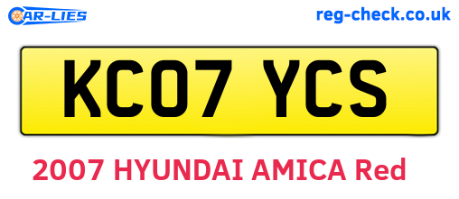 KC07YCS are the vehicle registration plates.