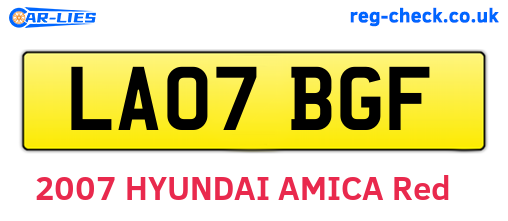 LA07BGF are the vehicle registration plates.